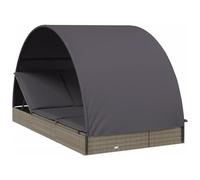 VIDAXL - Lettino Doppio Tetto Rotondo Grigio 211x112x140 cm Polyrattan