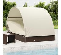 vidaXL Lettino Doppio Tetto Rotondo Marrone 211x112x140 cm Polyrattan