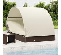 vidaXL Lettino Doppio Tetto Rotondo Marrone 211x112x140 cm Polyrattan