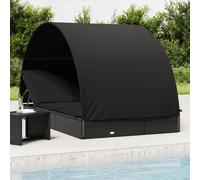 vidaXL Lettino Doppio Tetto Rotondo Nero 211x112x140 cm in Polyrattan