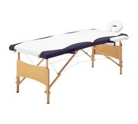 vidaXL Lettino Massaggio Pieghevole 2 Sezioni in Legno Bianco e Viola