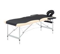 vidaXL Lettino Massaggio Pieghevole 2 Zone in Alluminio Nero e Beige