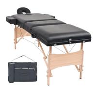 vidaXL Lettino Massaggio Pieghevole 3 Zone Imbottitura 10 cm Nero Fisioterapia