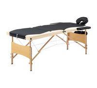vidaXL Lettino Massaggio Pieghevole a 3 Sezioni Legno Nero e Beige