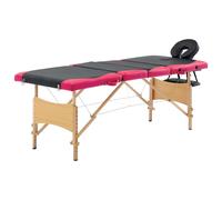 vidaXL Lettino Massaggio Pieghevole a 4 Sezioni Legno Nero e Rosa