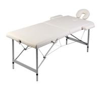 vidaXL - Lettino Massaggio Pieghevole Bianco Crema 2 Zone Con Telaio Alluminio