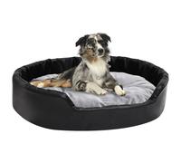 vidaXL Lettino per Cani Nero e Grigio 90x79x20 cm Peluche e Similpelle