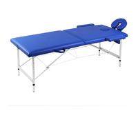 vidaXL - Lettino Pieghevole Da Massaggio Blu 2 Zone Con Telaio Alluminio