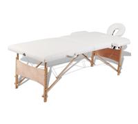 vidaXL Lettino Pieghevole da Massaggio Crema 2 Zone con Telaio Legno