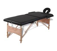 vidaXL - Lettino Pieghevole Da Massaggio Nero 2 Zone Con Telaio Legno