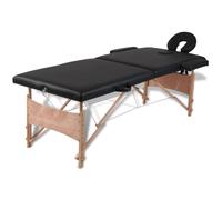 vidaXL Lettino Pieghevole da Massaggio Nero 2 Zone con Telaio Legno