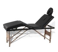 vidaXL Lettino Pieghevole da Massaggio Nero 4 Zone con Telaio Legno