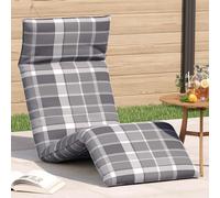 vidaXL Lettino Pieghevole Quadri Grigi 175x54x8,5 cm in Tessuto Oxford