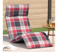 vidaXL Lettino Pieghevole Quadri Rossi 175x54x8,5 cm in Tessuto Oxford