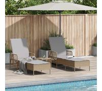 vidaXL Lettino prendisole 2 pcs Beige 35 x 35 x 32cm polyrattan