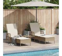 vidaXL Lettino prendisole 2 pcs Beige 35 x 35 x 32cm polyrattan
