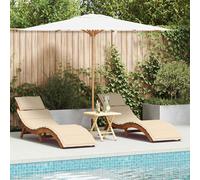 vidaXL Lettini Prendisole con Cuscini 2 pz Beige Legno di Acacia