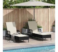 vidaXL Lettino prendisole 2 pcs Nero 35 x 35 x 32cm polyrattan
