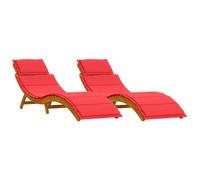 vidaXL Lettini Prendisole Cuscini - 2 Pezzi in Legno massello di Acacia Rossa