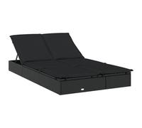 VIDAXL - Lettino Prendisole 2 Persone con Cuscini Nero in Polyrattan