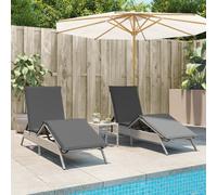 vidaXL Lettino Prendisole 2 pz con Cuscini Grigio Chiaro in Polyrattan