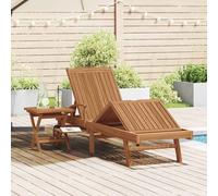 vidaXL Lettino prendisole pieghevole con cuscino, 2 pezzi, in legno massello di teak, set da giardino e terrazza, tavolo rettangolare, design contemporaneo, sedie pieghevoli, braccioli regolabili, per