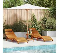 vidaXL Lettino prendisole 3 pcs Marrone Legno di Acacia Massello