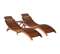 vidaXL Lettino prendisole 3 pz con tavolino in legno massello d'acacia - Comodo e Elegante Arredo per Esterni - Ideale per Rilassarsi in Giardino o Patio - 8719883820415