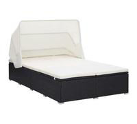 VIDAXL - Lettino Prendisole A 2 Posti Con Cuscino In Polyrattan Nero