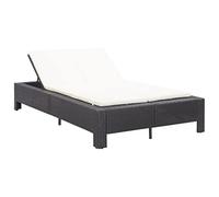 vidaXL Lettino Prendisole a 2 Posti Regolabile Robusto con Cuscino Foderato con Zip Sdraio Doppio Chaise Longue Telaio in Acciaio Nero in Polyrattan
