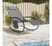 vidaXL Lettino Prendisole a Dondolo in Acciaio e Textilene Grigio
