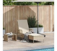 vidaXL Lettino prendisole regolabile beige e bianco crema pieghevole resistente alle intemperie per patio balcone mobili da giardino imbottito rattan spiaggia estate relax