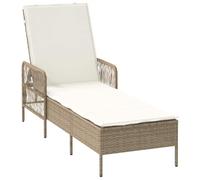 vidaXL Lettino prendisole regolabile beige e bianco crema pieghevole resistente alle intemperie per patio balcone mobili da giardino imbottito rattan spiaggia estate relax