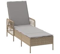 vidaXL Lettino Prendisole Beige e grigio chiaro Rattan PE 157 x 55 x 92 cm