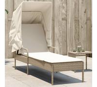 vidaXL Lettino Prendisole con Baldacchino Beige in Polyrattan