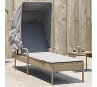 vidaXL Lettino Prendisole con Baldacchino Beige in Polyrattan