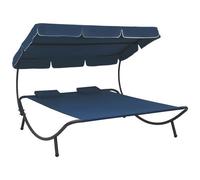 VIDAXL - Lettino Prendisole con Baldacchino e Cuscini Blu