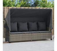 vidaXL Lettino Prendisole con Baldacchino e Cuscini Grigio Polyrattan