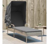 vidaXL Lettino Prendisole con Baldacchino Grigio Chiaro in Polyrattan