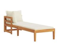 vidaXL Lettino Prendisole con Bracciolo Bianco Crema Acacia Massello