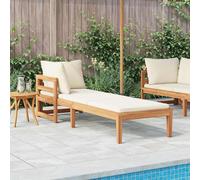 vidaXL Lettino Prendisole con Bracciolo Bianco Crema Acacia Massello