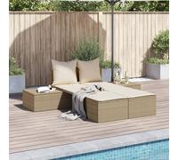 vidaXL Lettino Prendisole con Cuscini Beige in Polyrattan