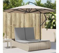 Lettino Prendisole con Cuscini Beige in Polyrattan