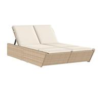 vidaXL Lettino Prendisole con Cuscini Beige in Polyrattan