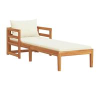 vidaXL Lettino Prendisole con Cuscini Bianco Crema in Acacia Massello
