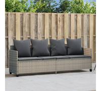 vidaXL Lettino Prendisole con Cuscini Grigio Chiaro in Polyrattan