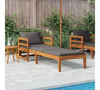 vidaXL Lettino Prendisole con Cuscini Grigio Scuro in Massello Acacia
