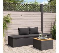 vidaXL Lettino Prendisole con Cuscini in Polyrattan Nero