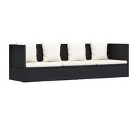 vidaXL Lettino Prendisole con Cuscini in Polyrattan Nero