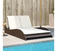 Lettino Prendisole con Cuscini Marrone 114x205x73 cm Polyrattan